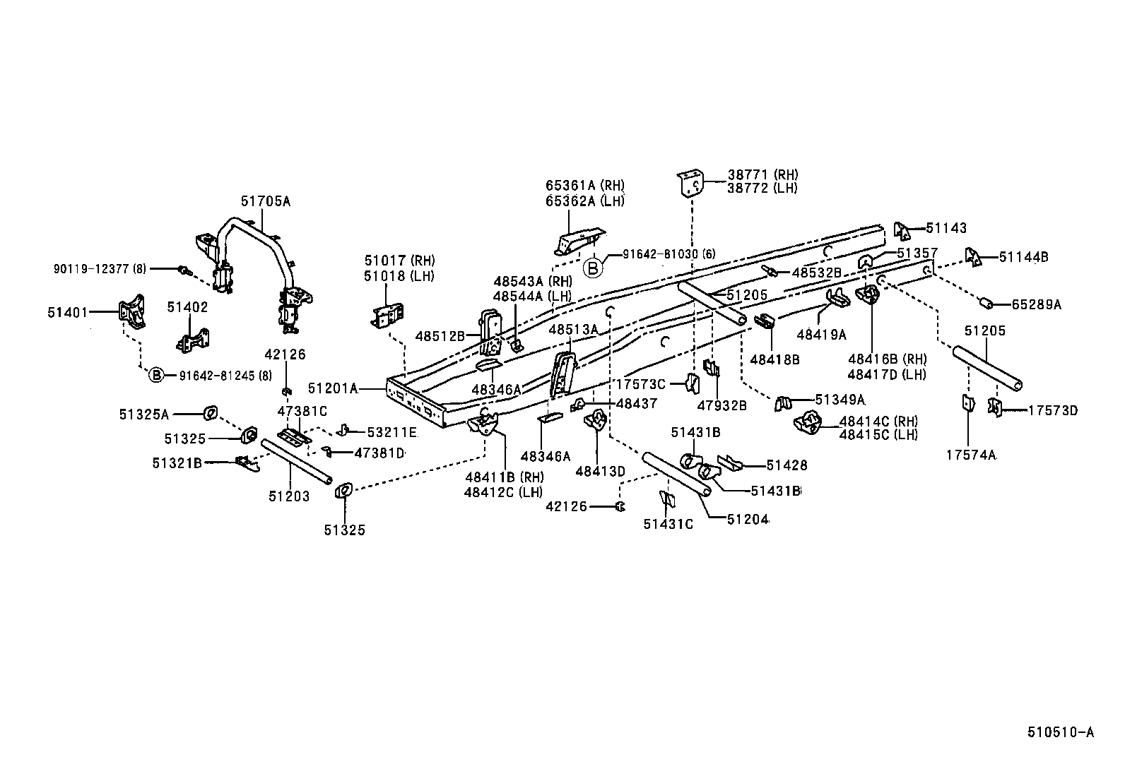 48505-37010 BRACKET SUB-ASSY, REAR SHOCK ABSORBER, UPPER RH product image