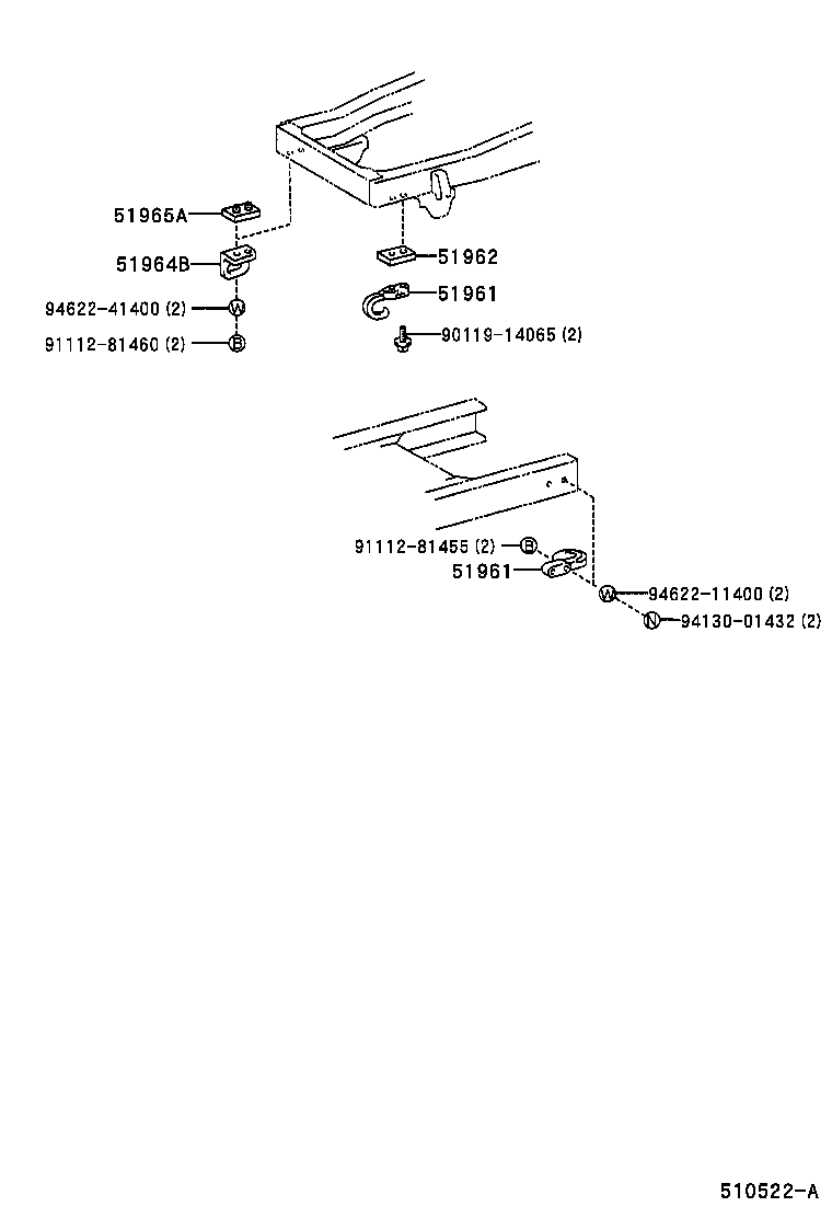 51964-37030 HOOK, TRANSPORT, FRONT LH product image