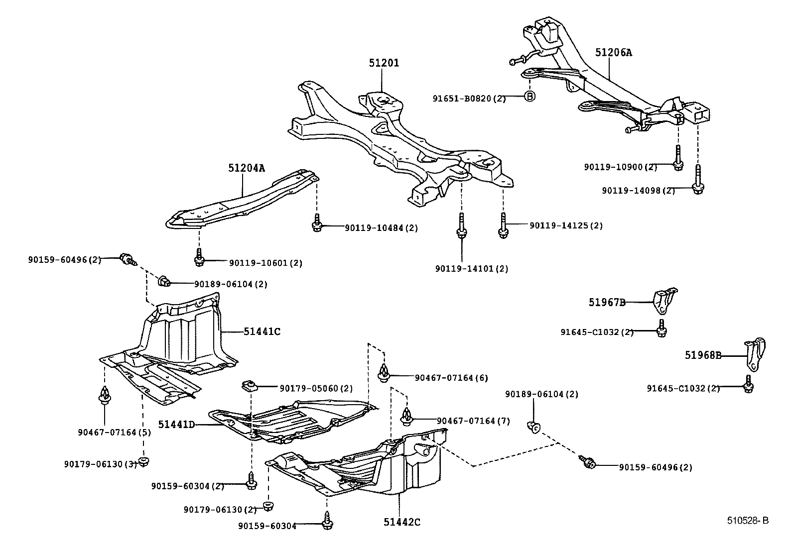 51206-20120 MEMBER SUB-ASSY, REAR SUSPENSION product image