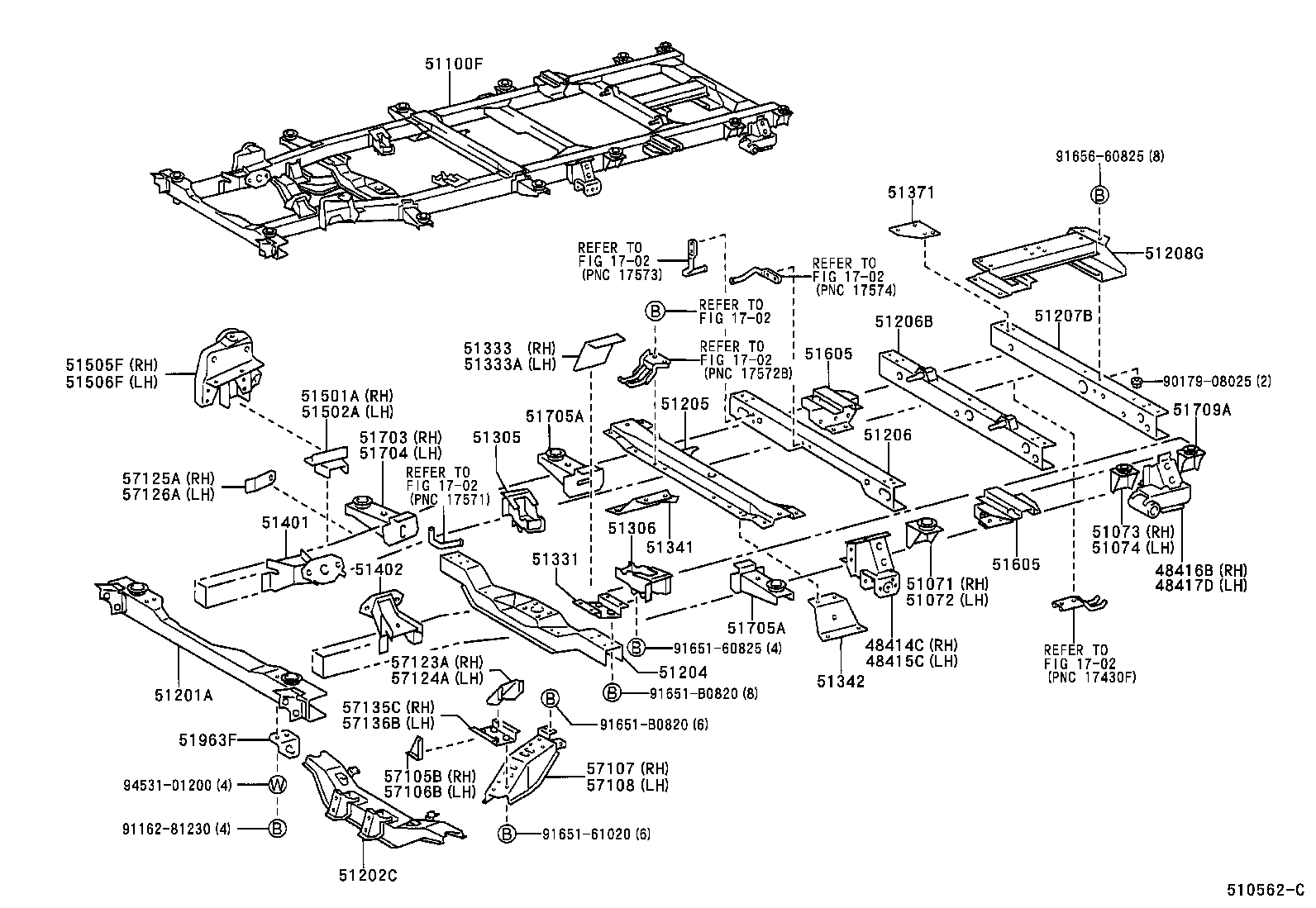 51073-0B020 BRACKET SUB-ASSY, REAR BODY MOUNTING, NO.2 RH product image