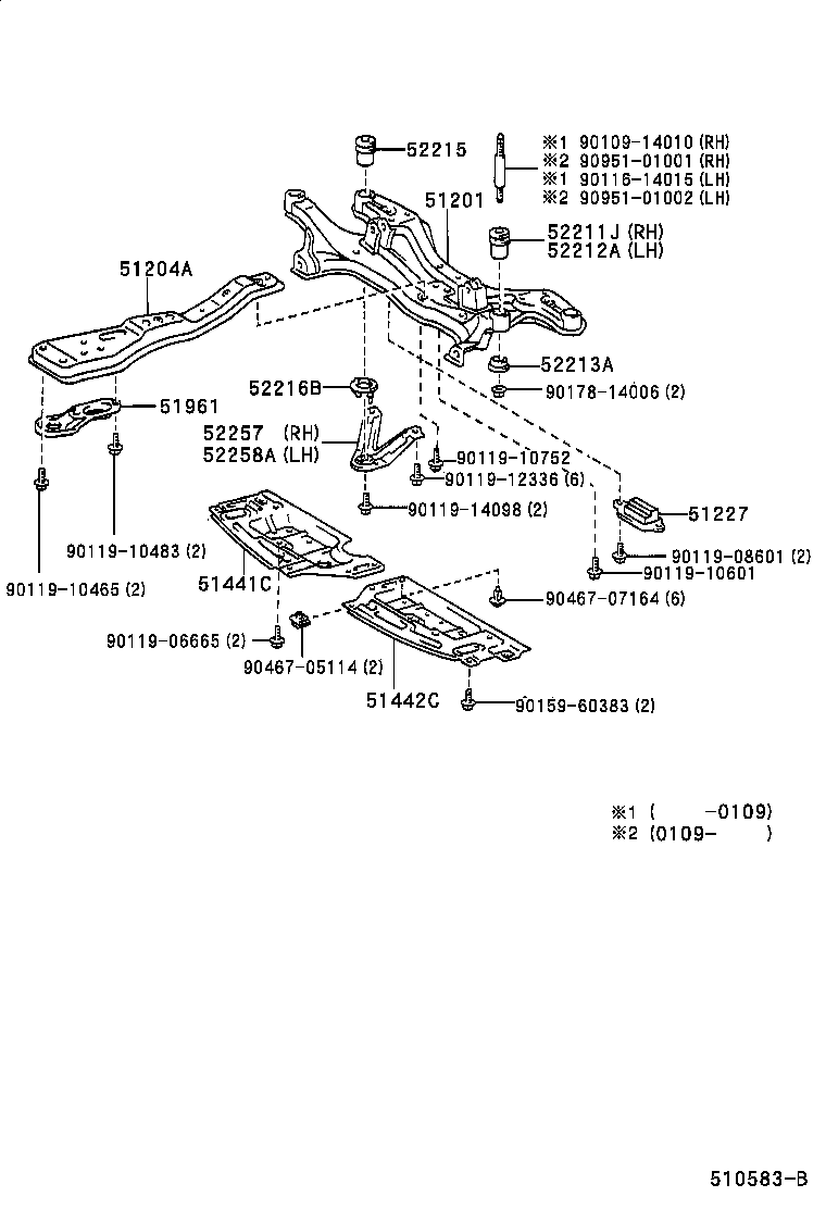 52258-63010 BRACE, FRONT SUSPENSION MEMBER, REAR LH product image