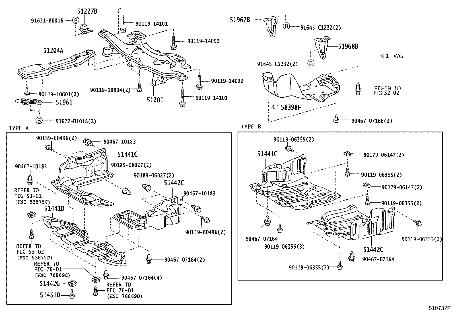 51204-12150 MEMBER SUB-ASSY, ENGINE MOUNTING, CENTER product image