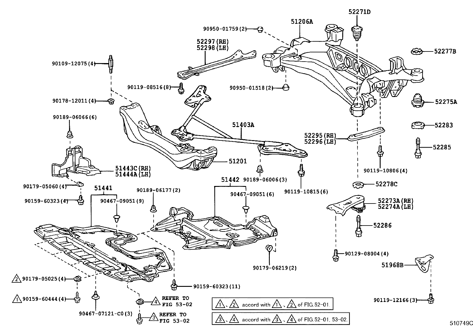 51206-53010 MEMBER SUB-ASSY, REAR SUSPENSION product image