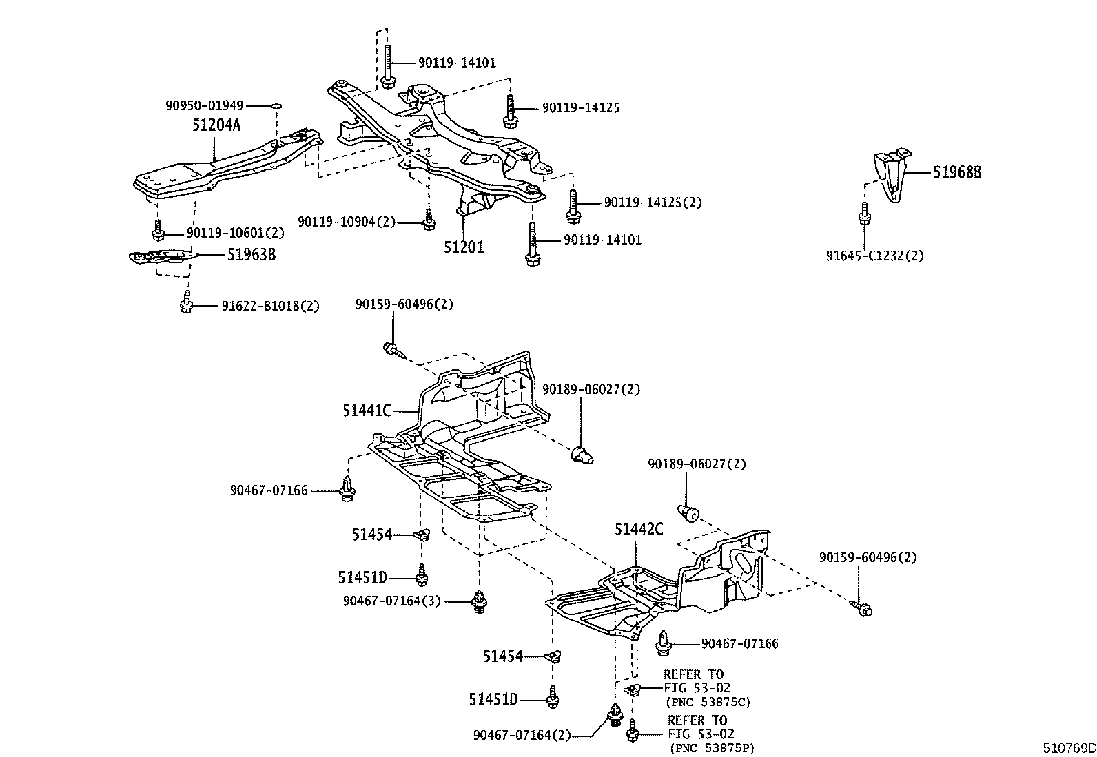 51201-12430 CROSSMEMBER SUB-ASSY, FRONT SUSPENSION product image