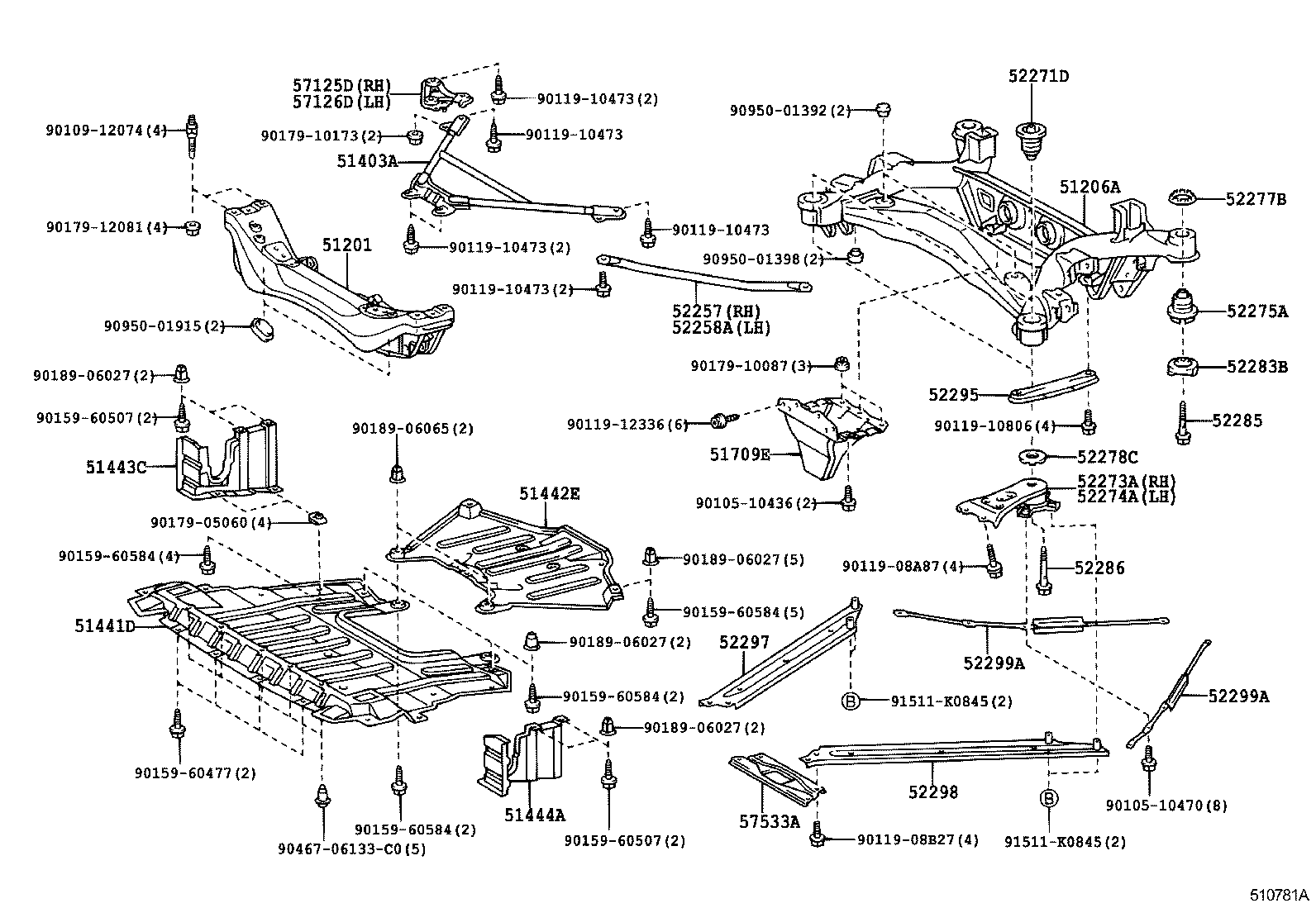 52257-24010 BRACE, FRONT SUSPENSION MEMBER, REAR RH product image