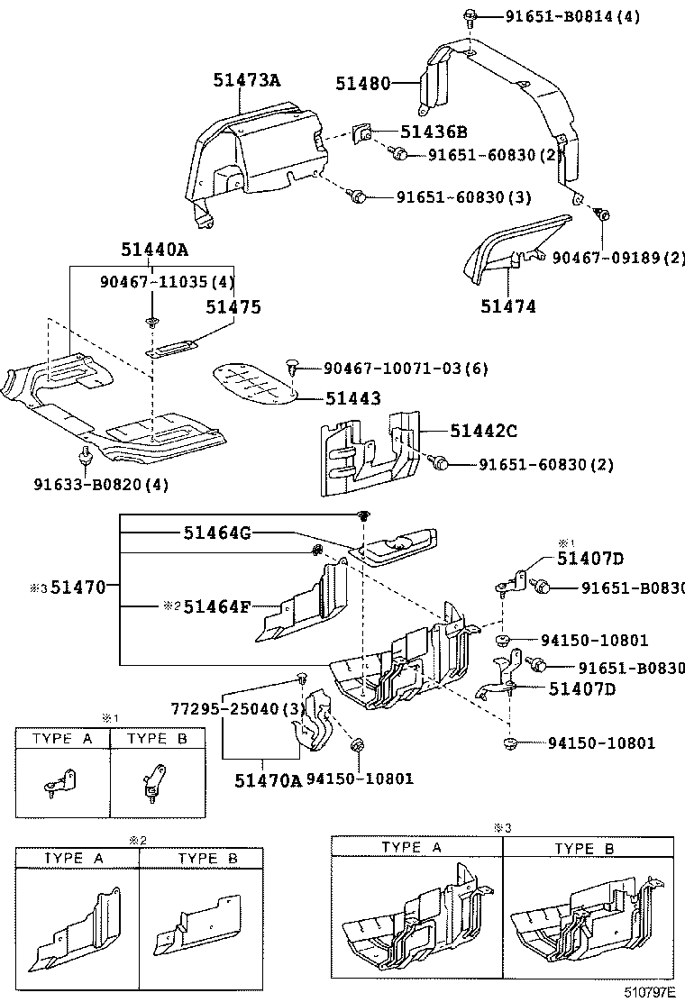 51440-37130 COVER, ENGINE UNDER, RH product image