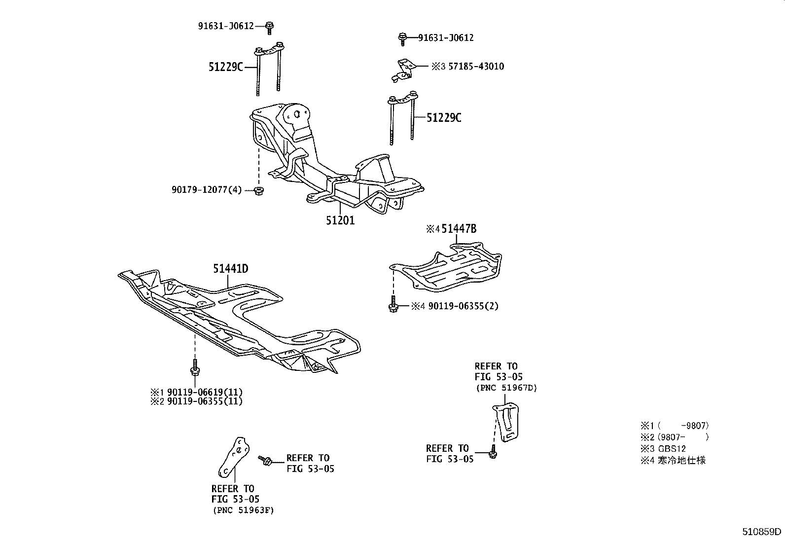 51201-43050 CROSSMEMBER SUB-ASSY, FRONT SUSPENSION product image