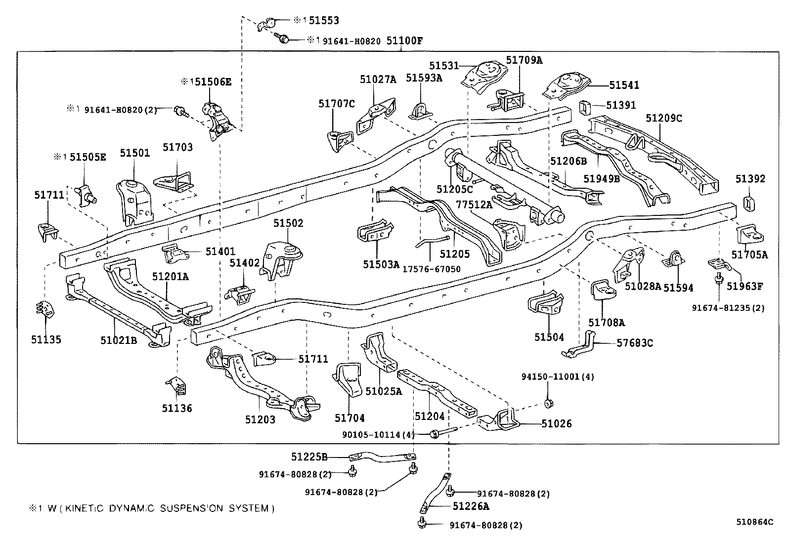 51027-60020 BRACKET SUB-ASSY, FRAME NO.4 CROSSMEMBER, RH product image