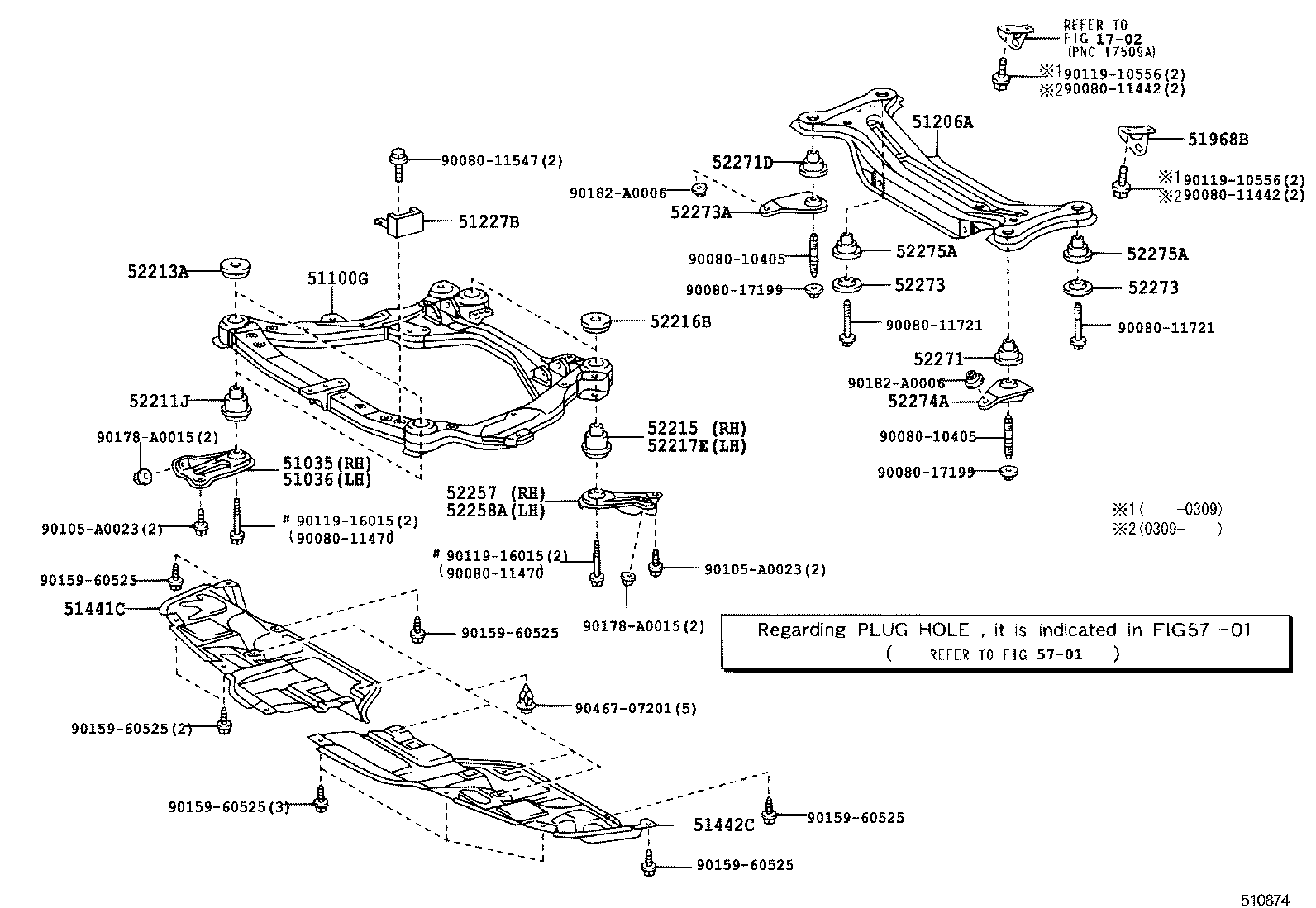 51206-0E012 MEMBER SUB-ASSY, REAR SUSPENSION product image