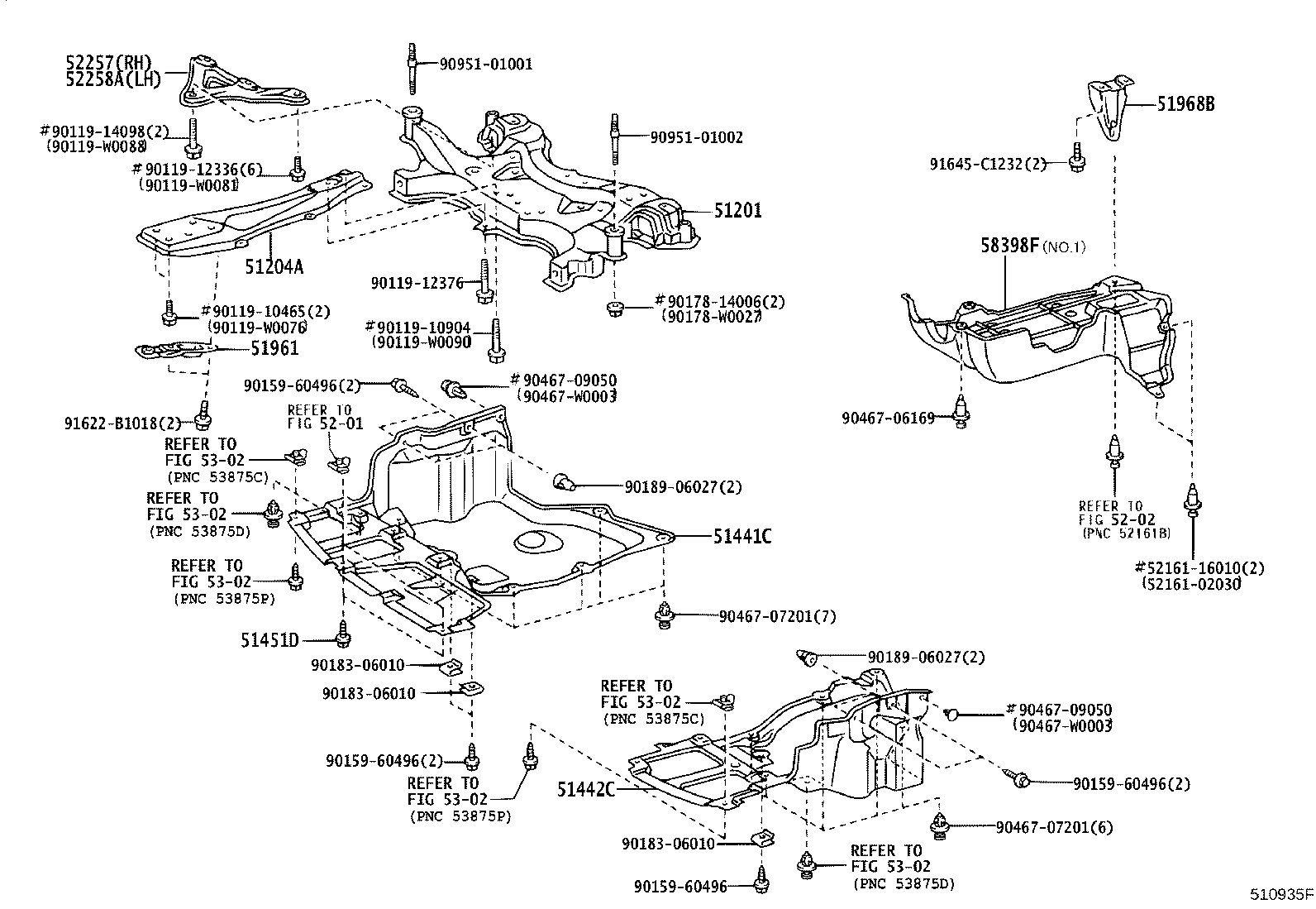 52258-02020 BRACE, FRONT SUSPENSION MEMBER, REAR LH product image