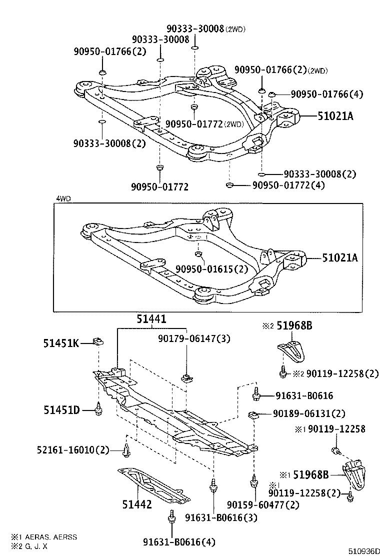 51100-28051 MEMBER SUB-ASSY, ENGINE FRONT SUPPORT product image