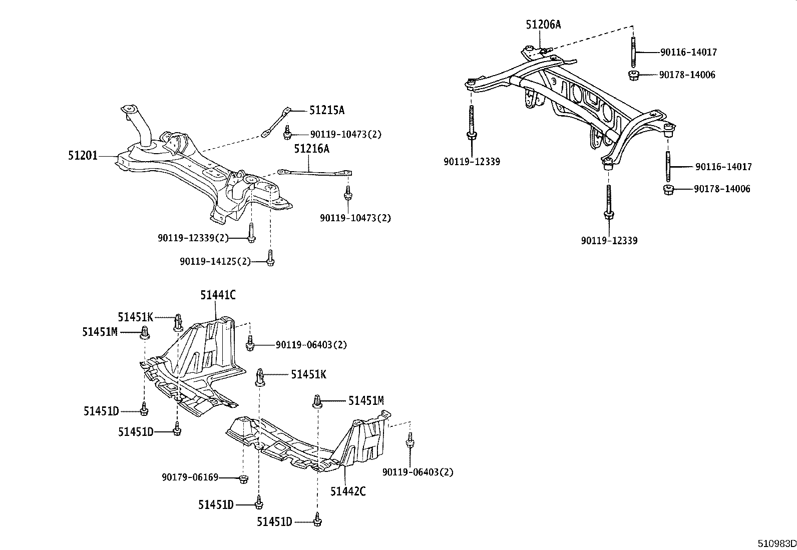 51206-12081 MEMBER SUB-ASSY, REAR SUSPENSION product image