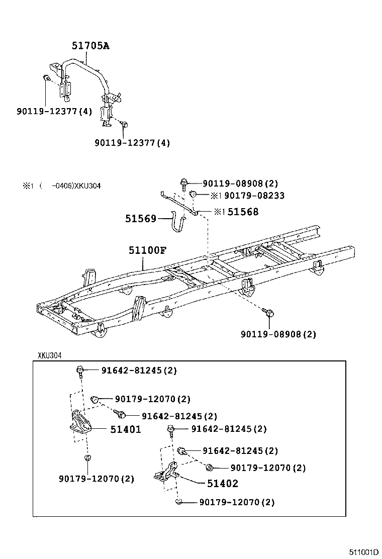 51108-37100 RAIL, FRAME SIDE, REAR LH product image