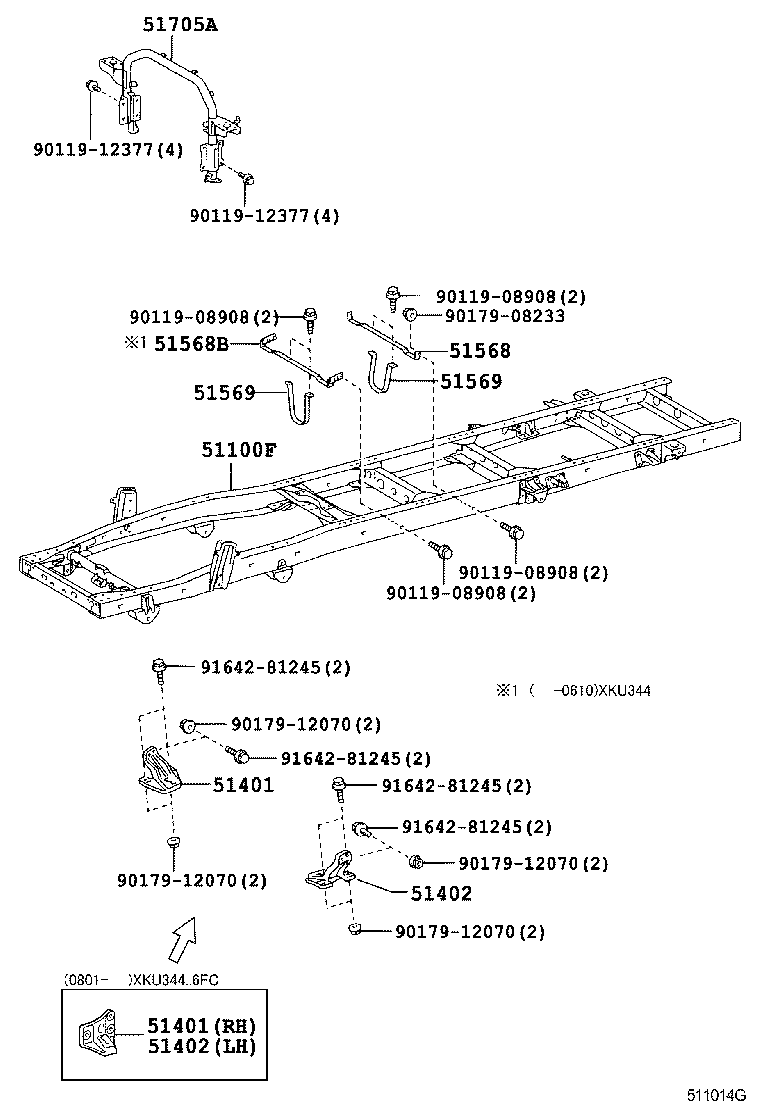 51108-37100 RAIL, FRAME SIDE, REAR LH product image
