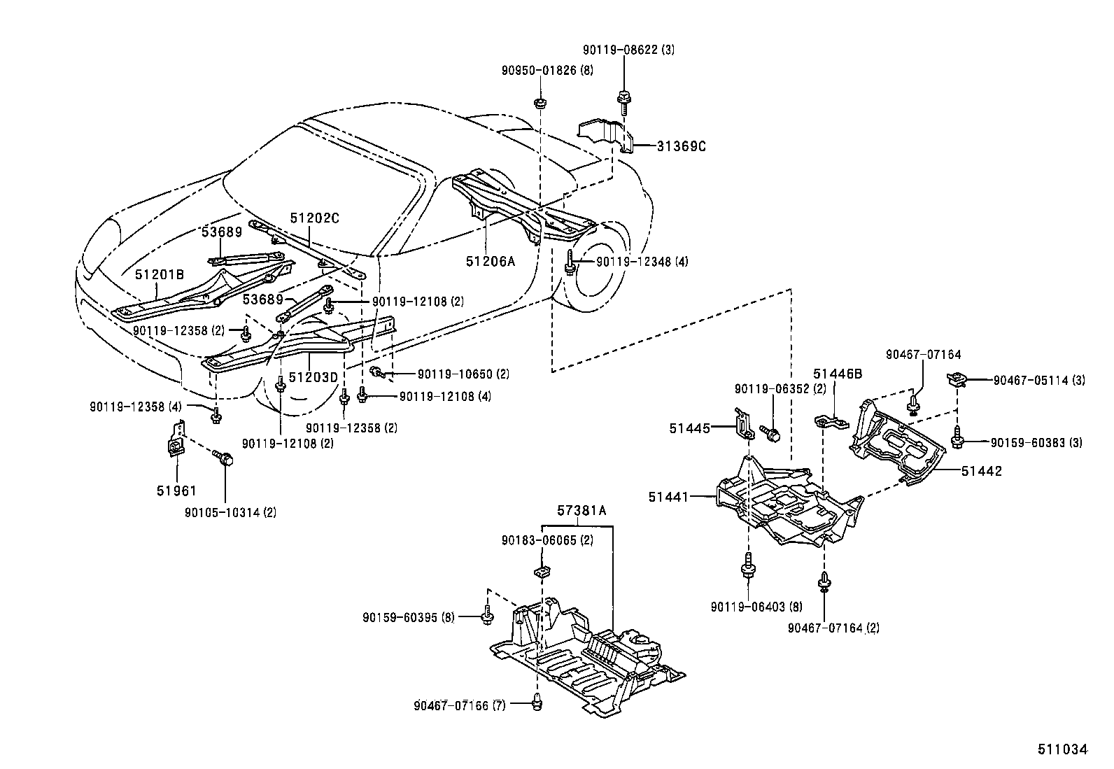 51206-17040 MEMBER SUB-ASSY, REAR SUSPENSION product image