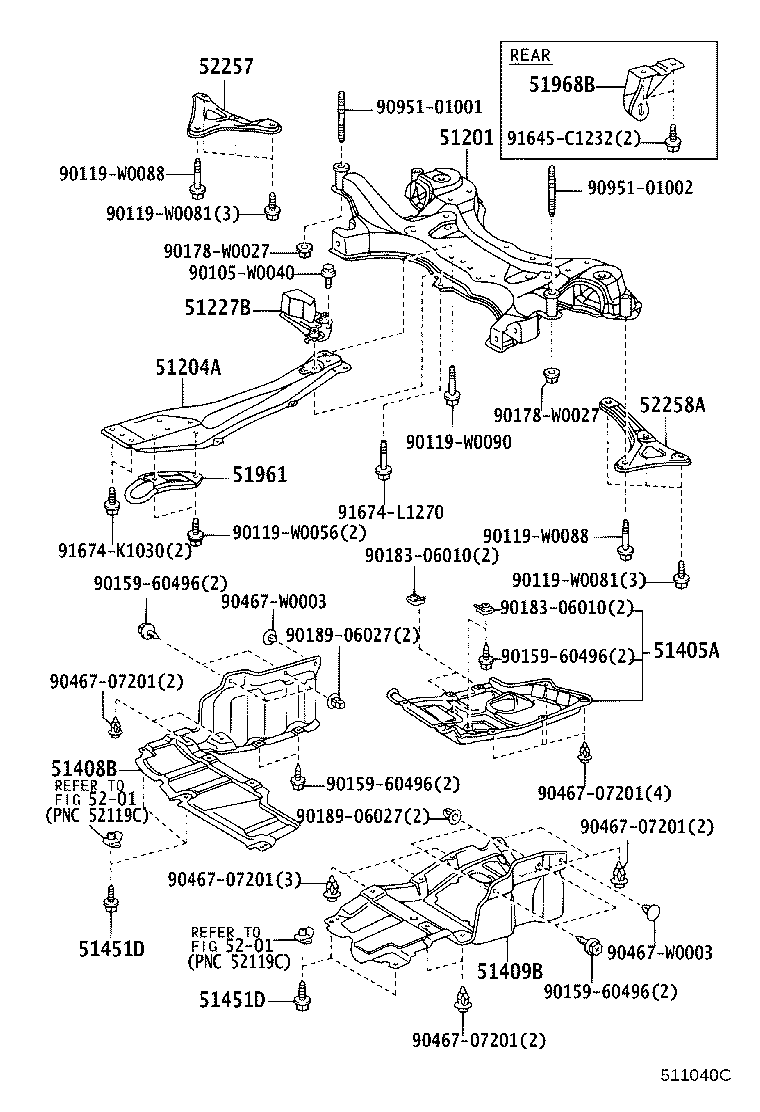 52258-0F010 BRACE, FRONT SUSPENSION MEMBER, REAR LH product image
