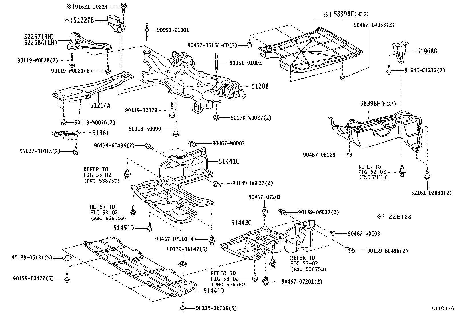 52258-02020 BRACE, FRONT SUSPENSION MEMBER, REAR LH product image