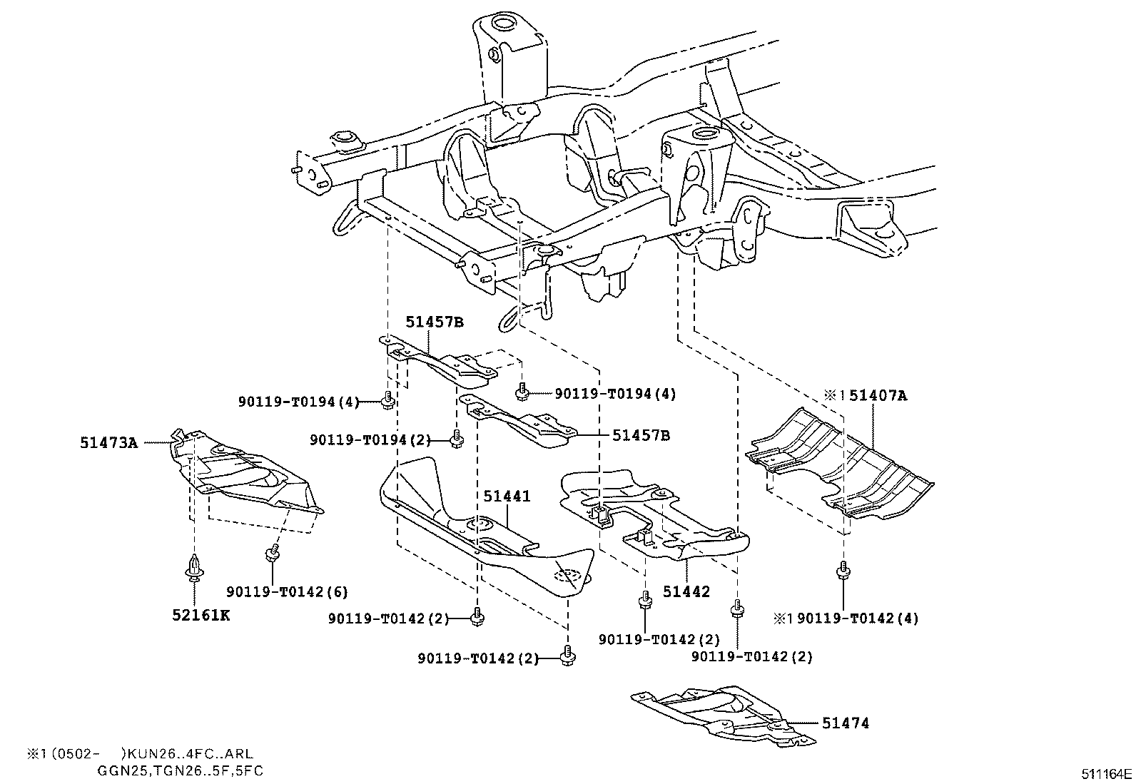 51405-0K030 BRACE, FRONT SIDE MEMBER TO FRONT SUSPENSION CROSSMEMBER product image
