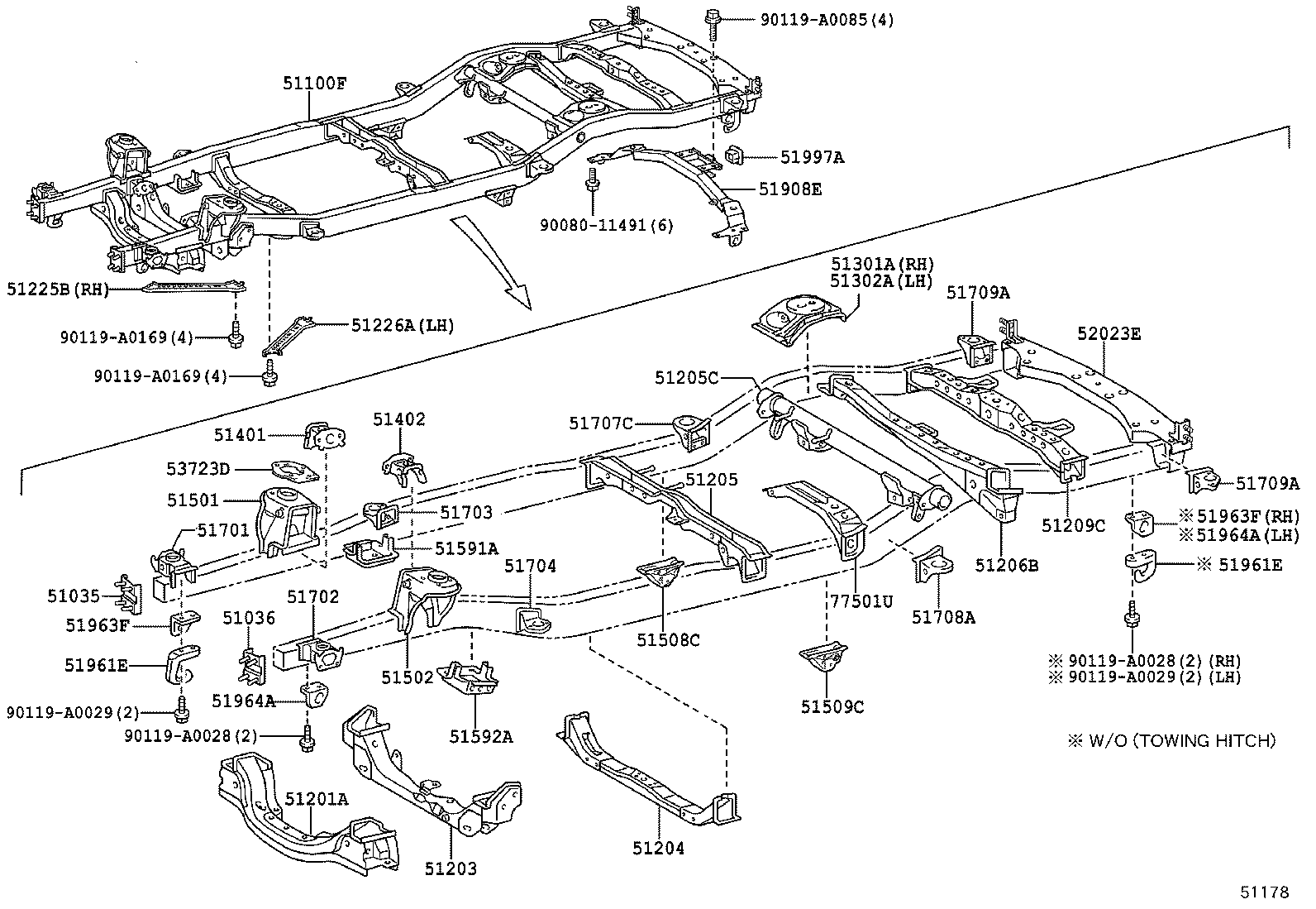 51226-0C010 BRACKET, FRONT SUSPENSION MEMBER, LH product image