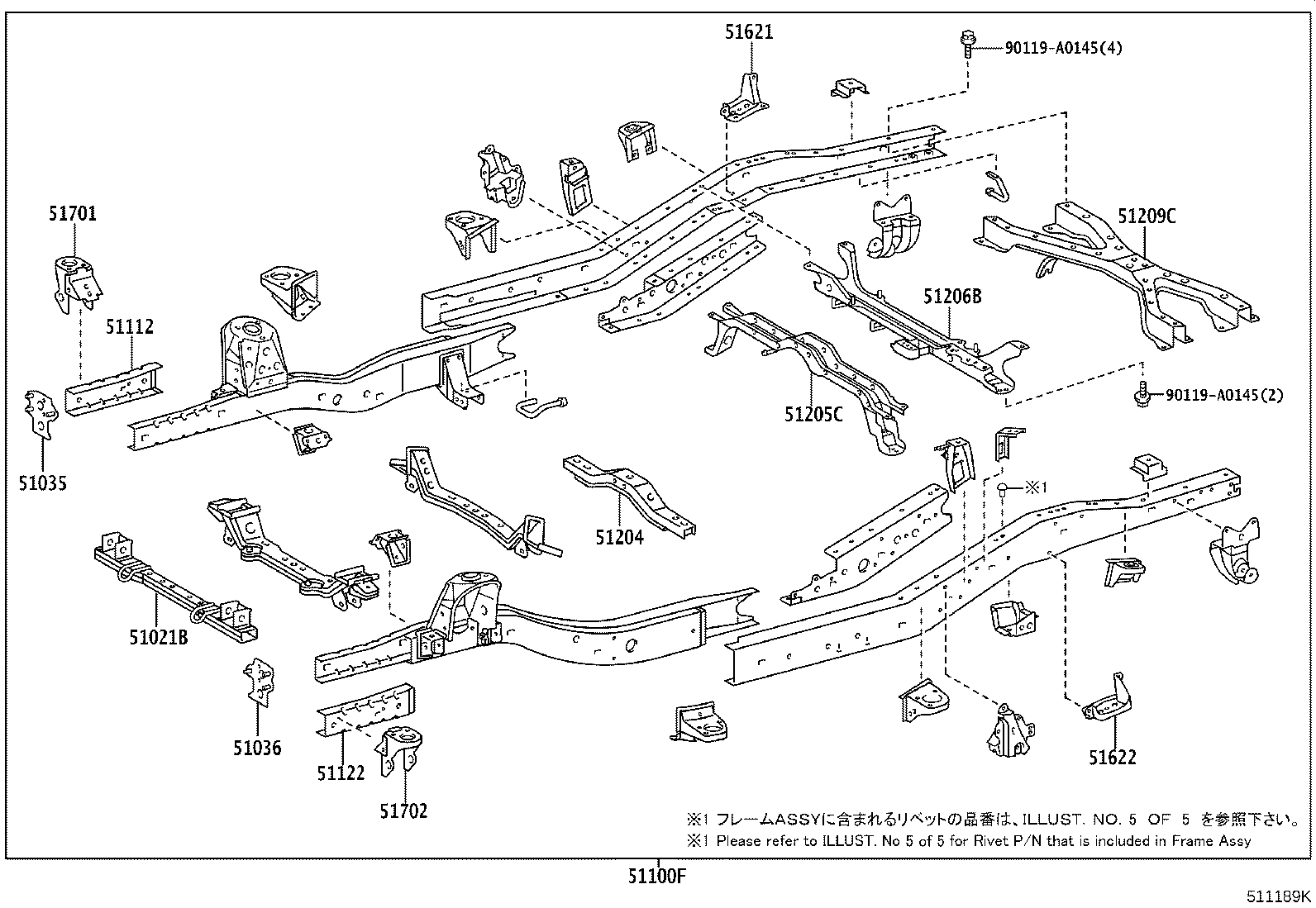 51035-04010 PLATE SUB-ASSY, FRAME SIDE RAIL, RH product image