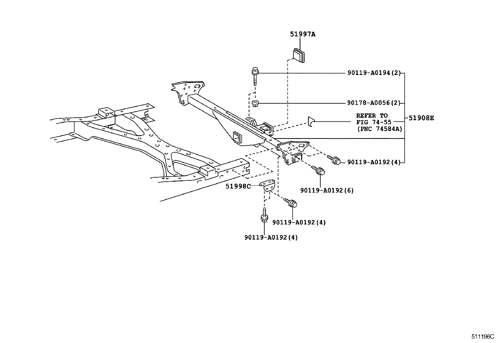 51035-04010 PLATE SUB-ASSY, FRAME SIDE RAIL, RH product image