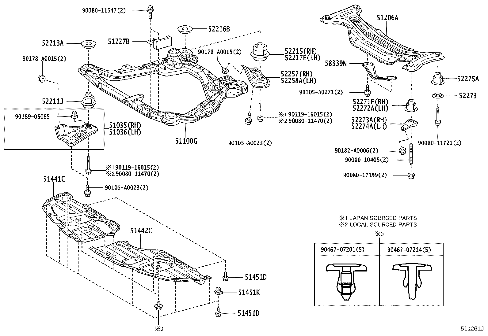51206-06101 MEMBER SUB-ASSY, REAR SUSPENSION product image