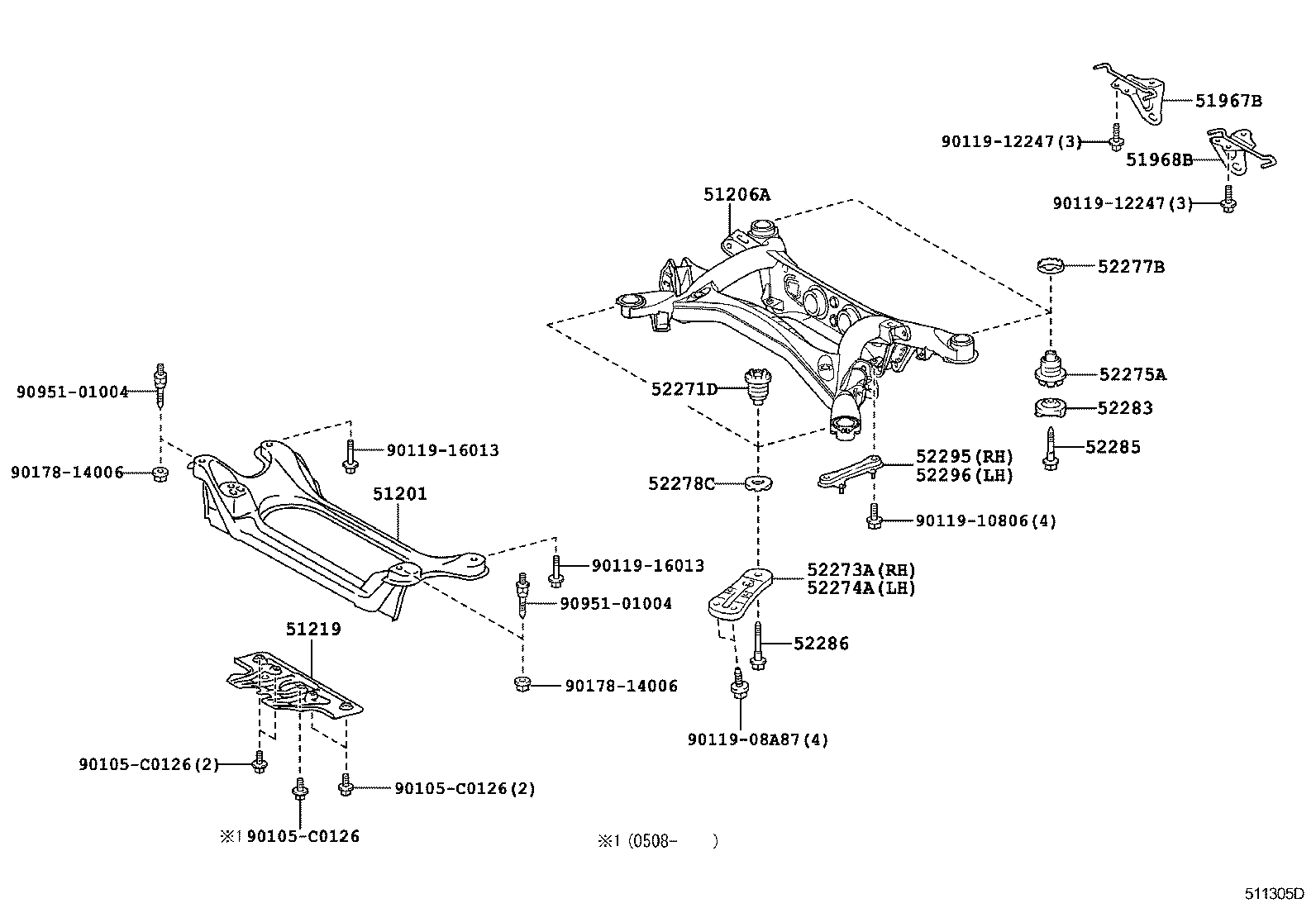 51968-0N011 HOOK, TRANSPORT, REAR LH product image