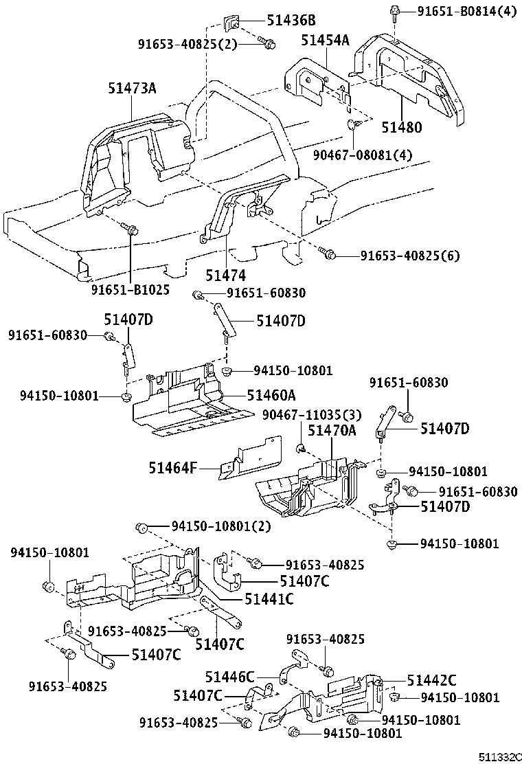 51440-37390 COVER, ENGINE UNDER, LH product image