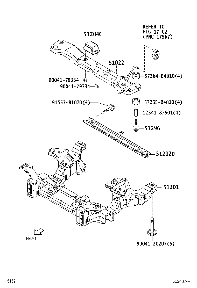 51202-B4010 CROSSMENBER SUB-ASSY, FRONT SUSPENSION, LOWER product image