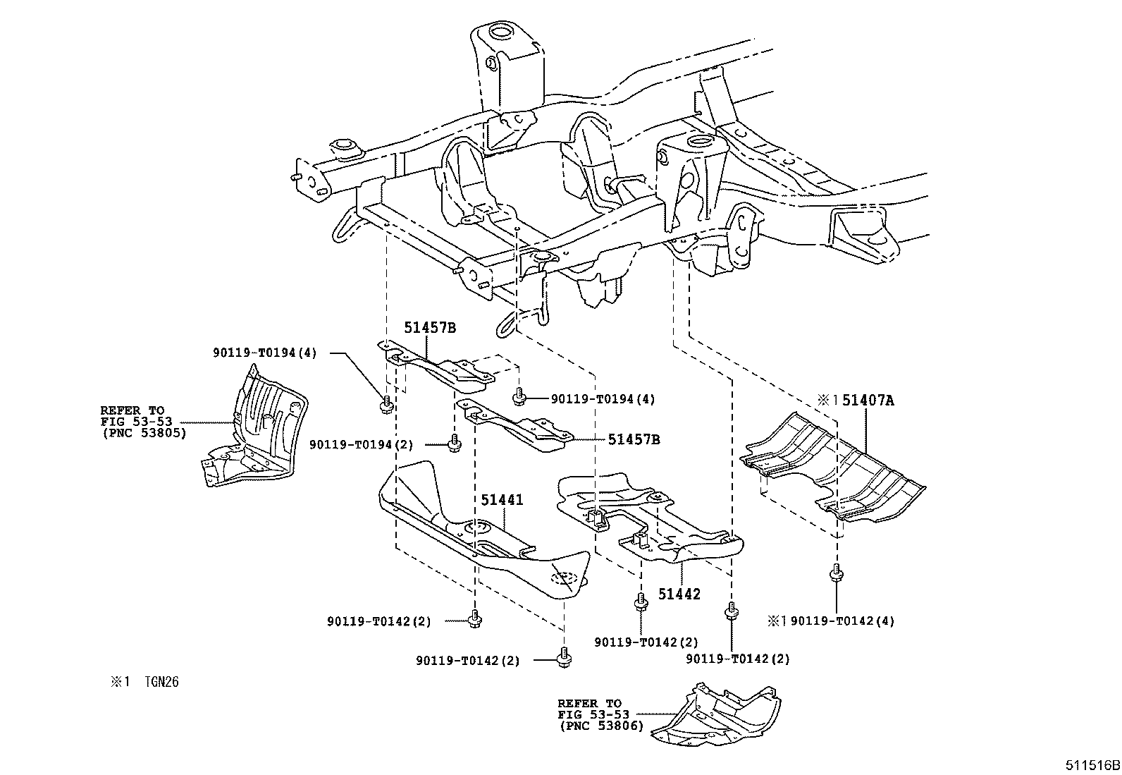 51405-0K030 BRACE, FRONT SIDE MEMBER TO FRONT SUSPENSION CROSSMEMBER product image