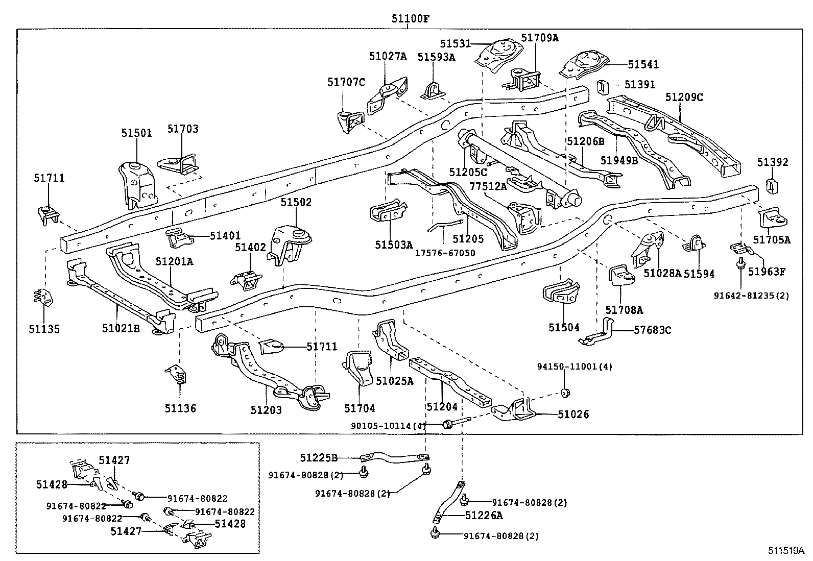 51001-6B430 FRAME SUB-ASSY product image