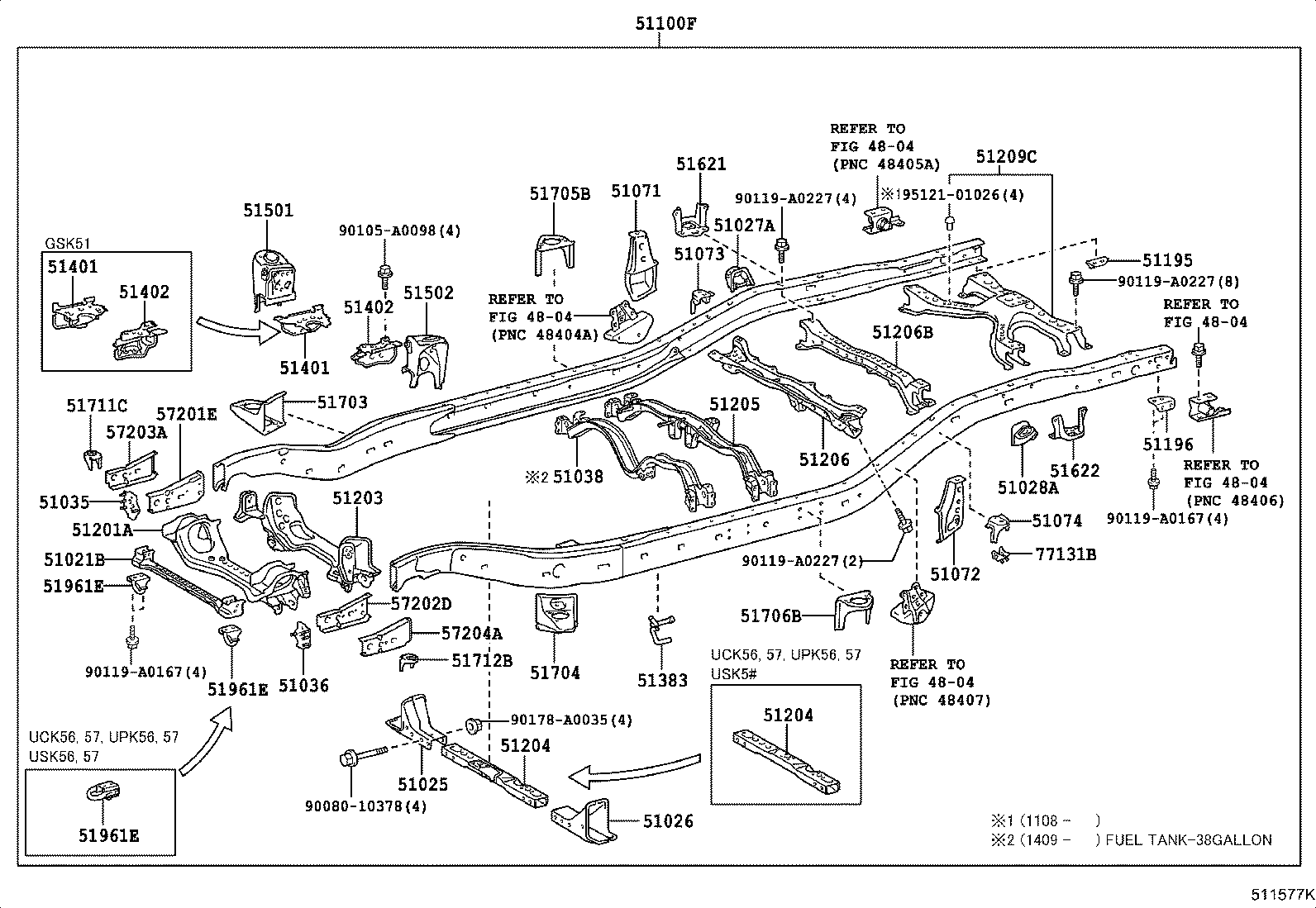 51074-0C010 BRACKET SUB-ASSY, REAR BODY MOUNTING, NO.2 LH product image