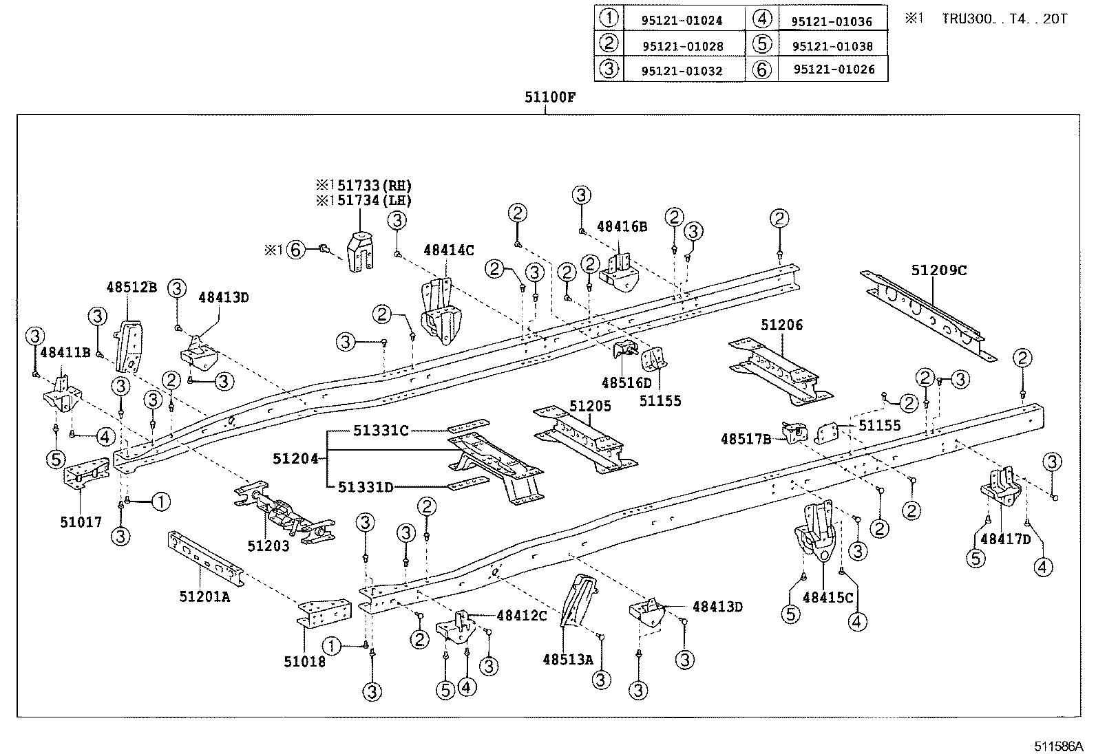 51107-37130 RAIL, FRAME SIDE, REAR RH product image