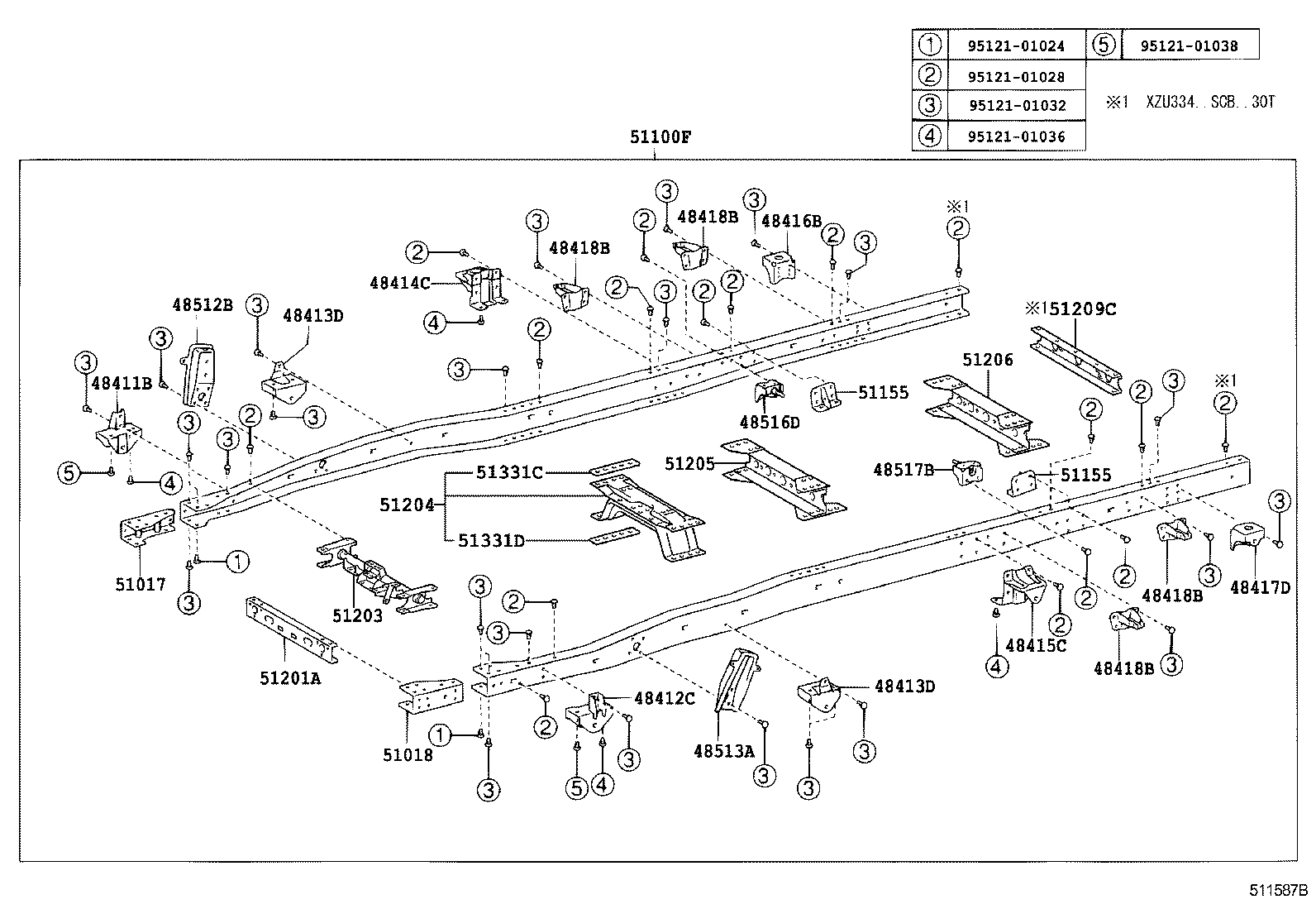 51107-37130 RAIL, FRAME SIDE, REAR RH product image