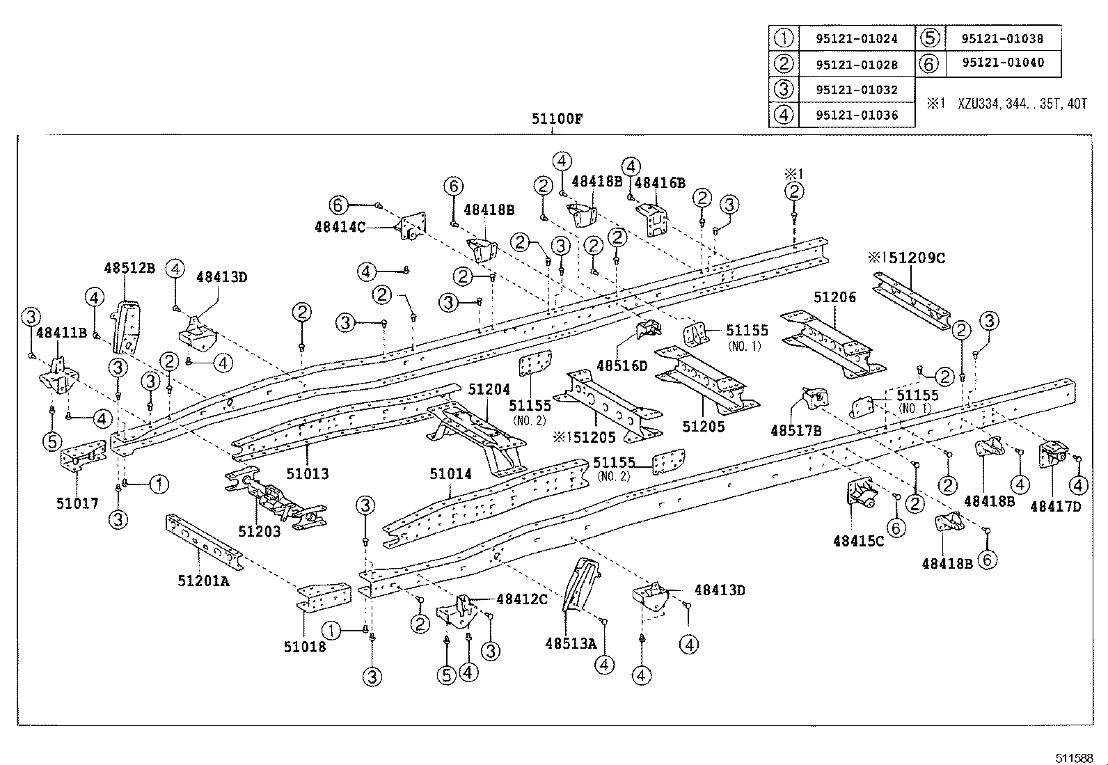 51107-37130 RAIL, FRAME SIDE, REAR RH product image