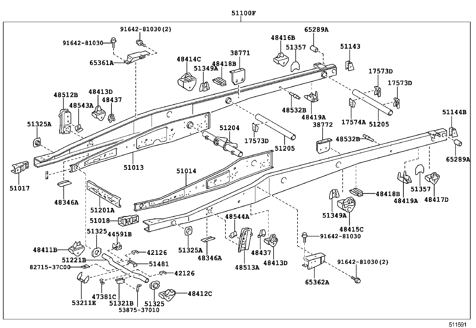 51107-37130 RAIL, FRAME SIDE, REAR RH product image