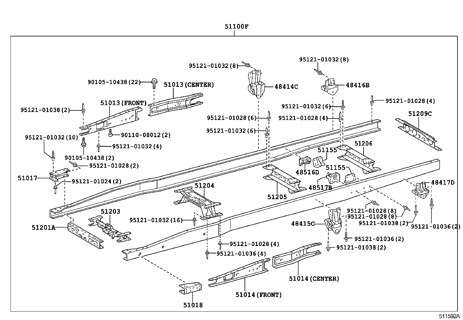 51107-37130 RAIL, FRAME SIDE, REAR RH product image