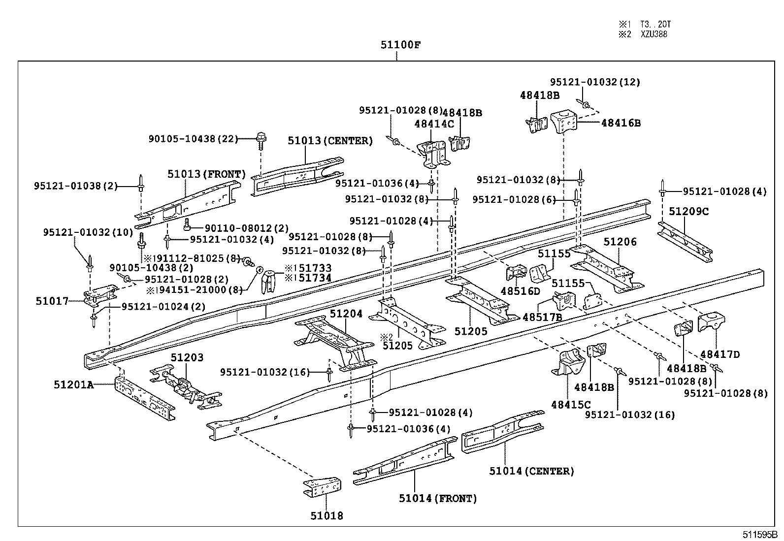 51107-37130 RAIL, FRAME SIDE, REAR RH product image