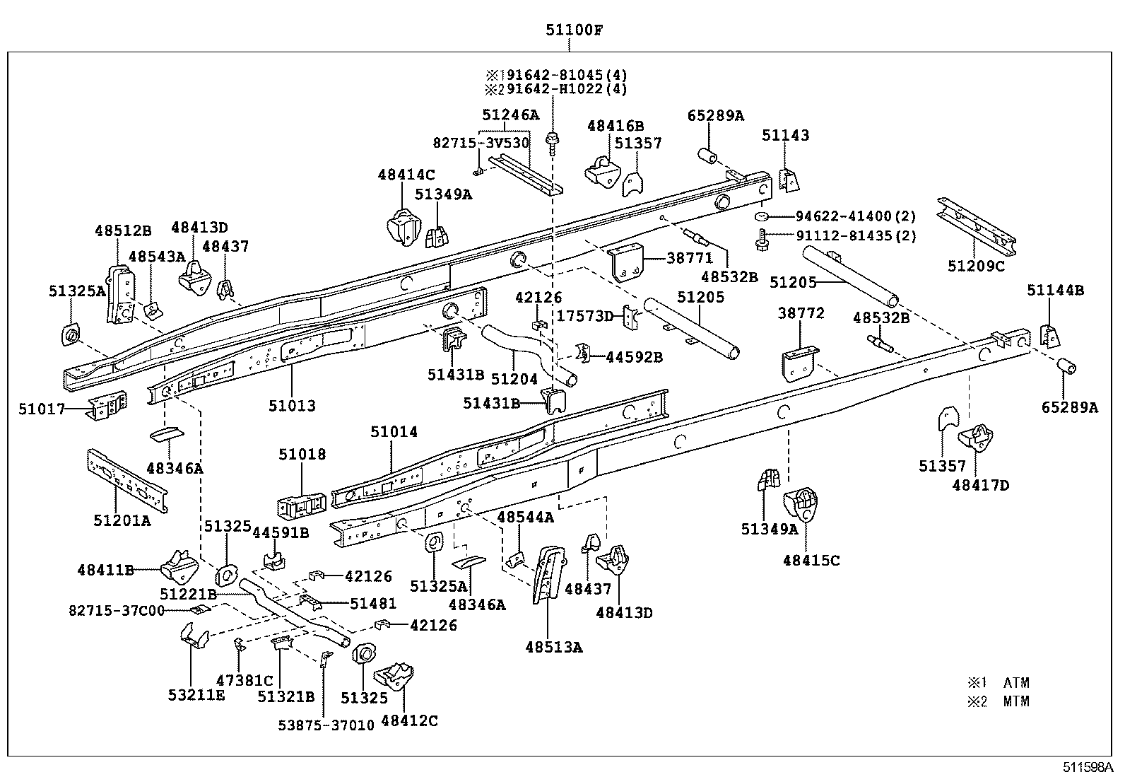 51107-37130 RAIL, FRAME SIDE, REAR RH product image