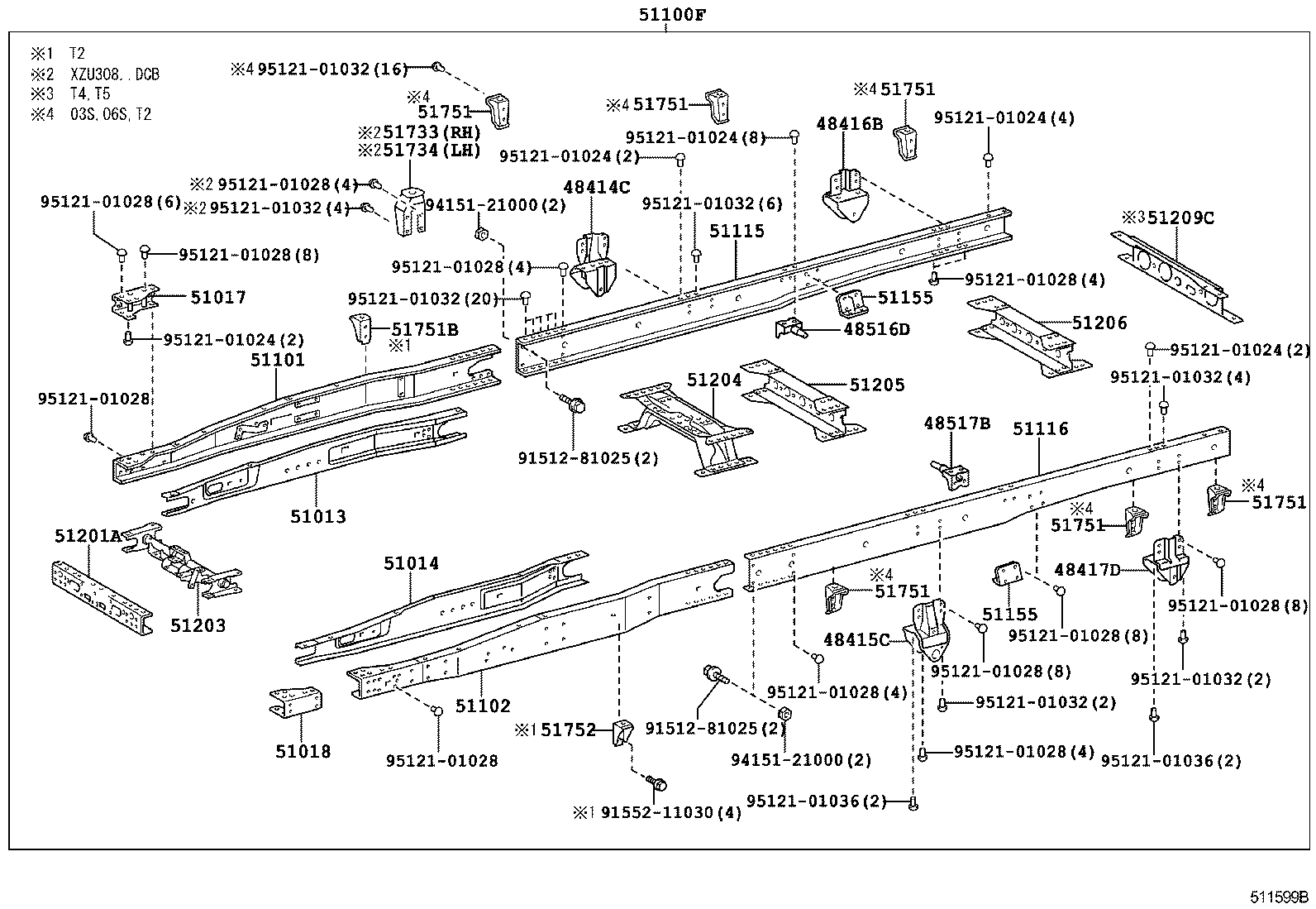 51107-37130 RAIL, FRAME SIDE, REAR RH product image