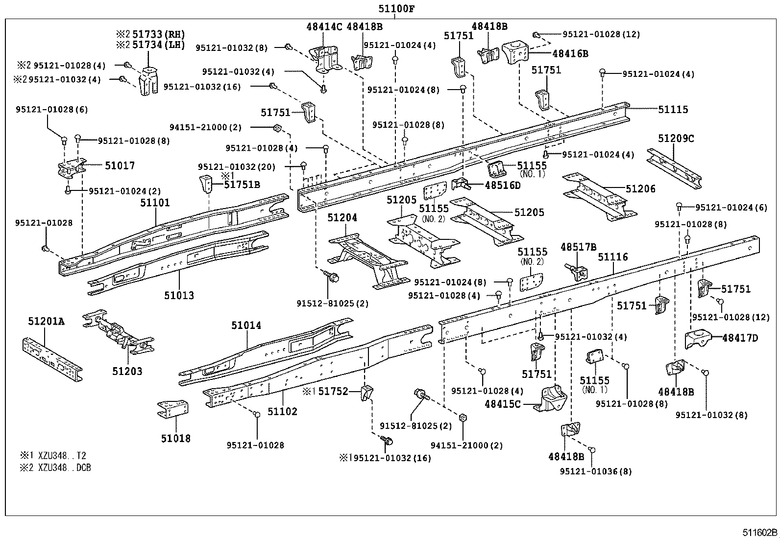 51107-37130 RAIL, FRAME SIDE, REAR RH product image