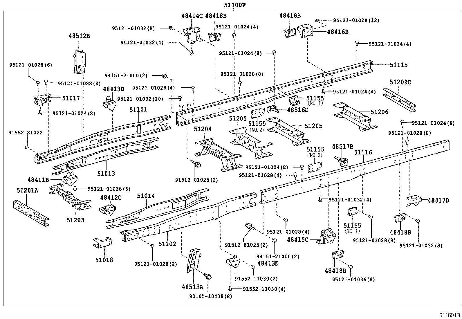 51107-37130 RAIL, FRAME SIDE, REAR RH product image