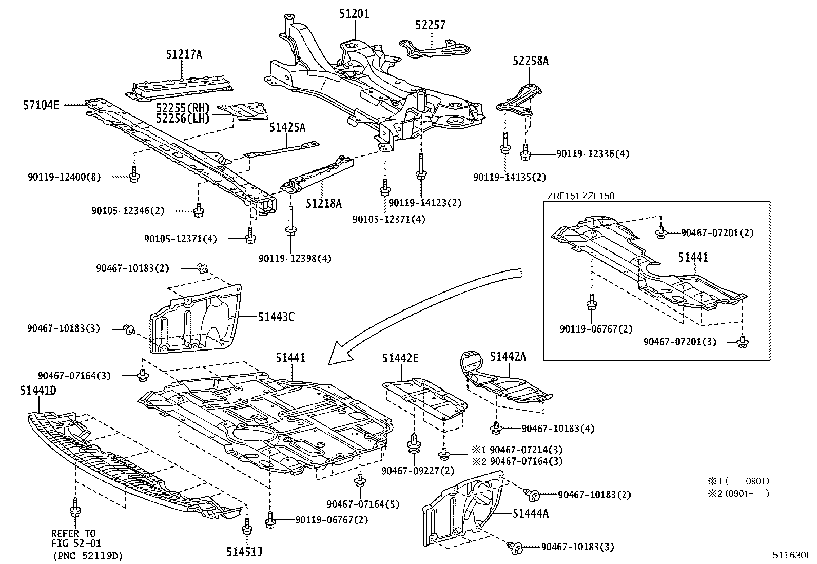 52257-21040 BRACE, FRONT SUSPENSION MEMBER, REAR RH product image