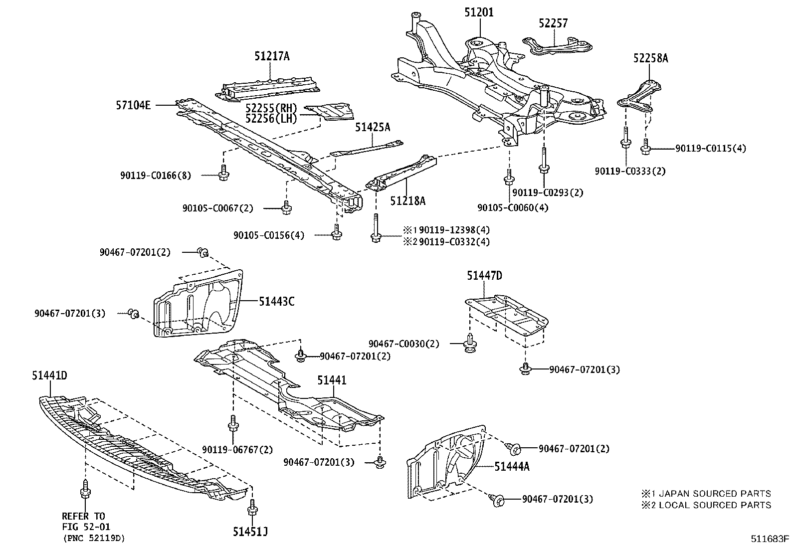 52258-02050 BRACE, FRONT SUSPENSION MEMBER, REAR LH product image