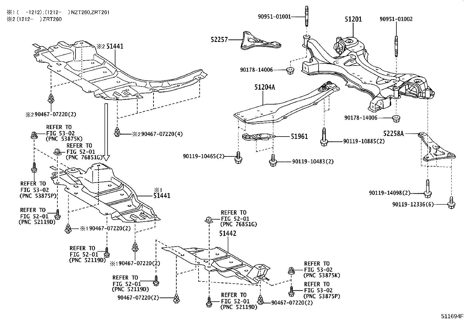 51206-20111 MEMBER SUB-ASSY, REAR SUSPENSION product image