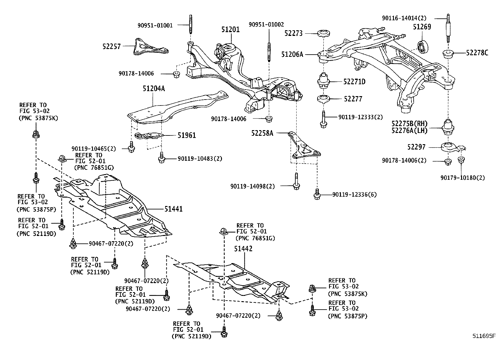 51206-20111 MEMBER SUB-ASSY, REAR SUSPENSION product image