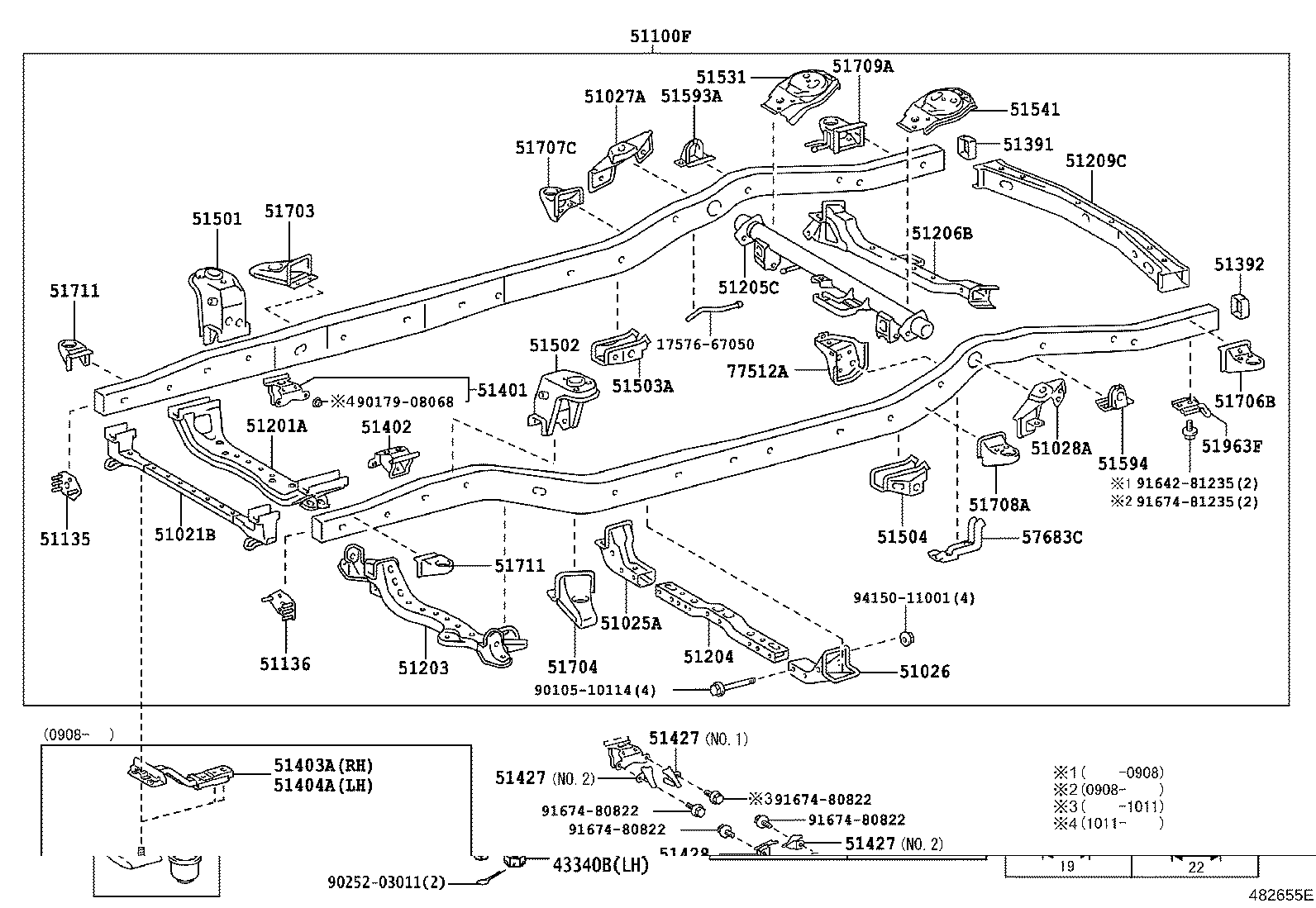 51026-60030 BRACKET SUB-ASSY, FRAME NO.3 CROSS MEMBER, LH product image