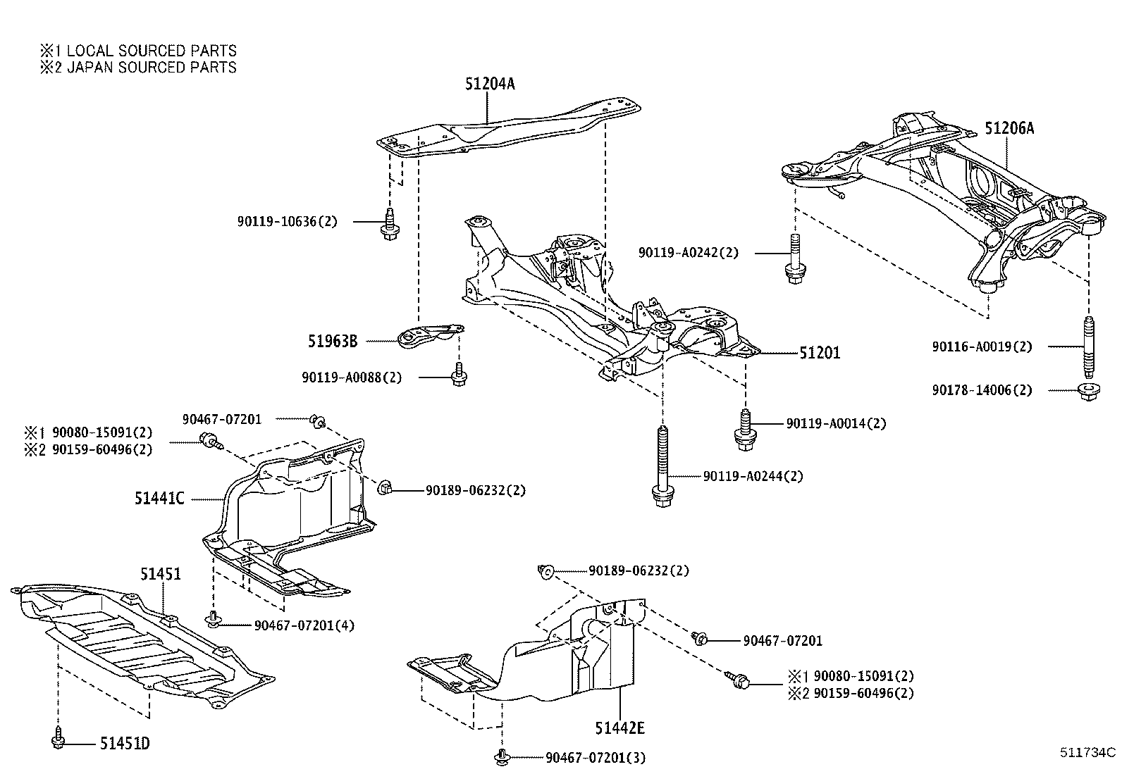 51206-12142 MEMBER SUB-ASSY, REAR SUSPENSION product image