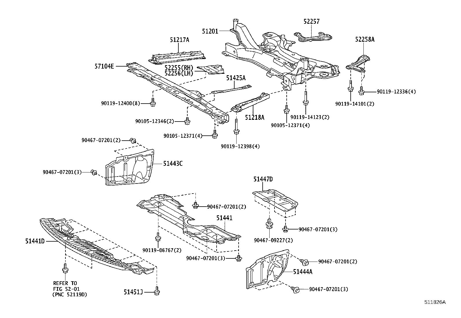 52258-02030 BRACE, FRONT SUSPENSION MEMBER, REAR LH product image