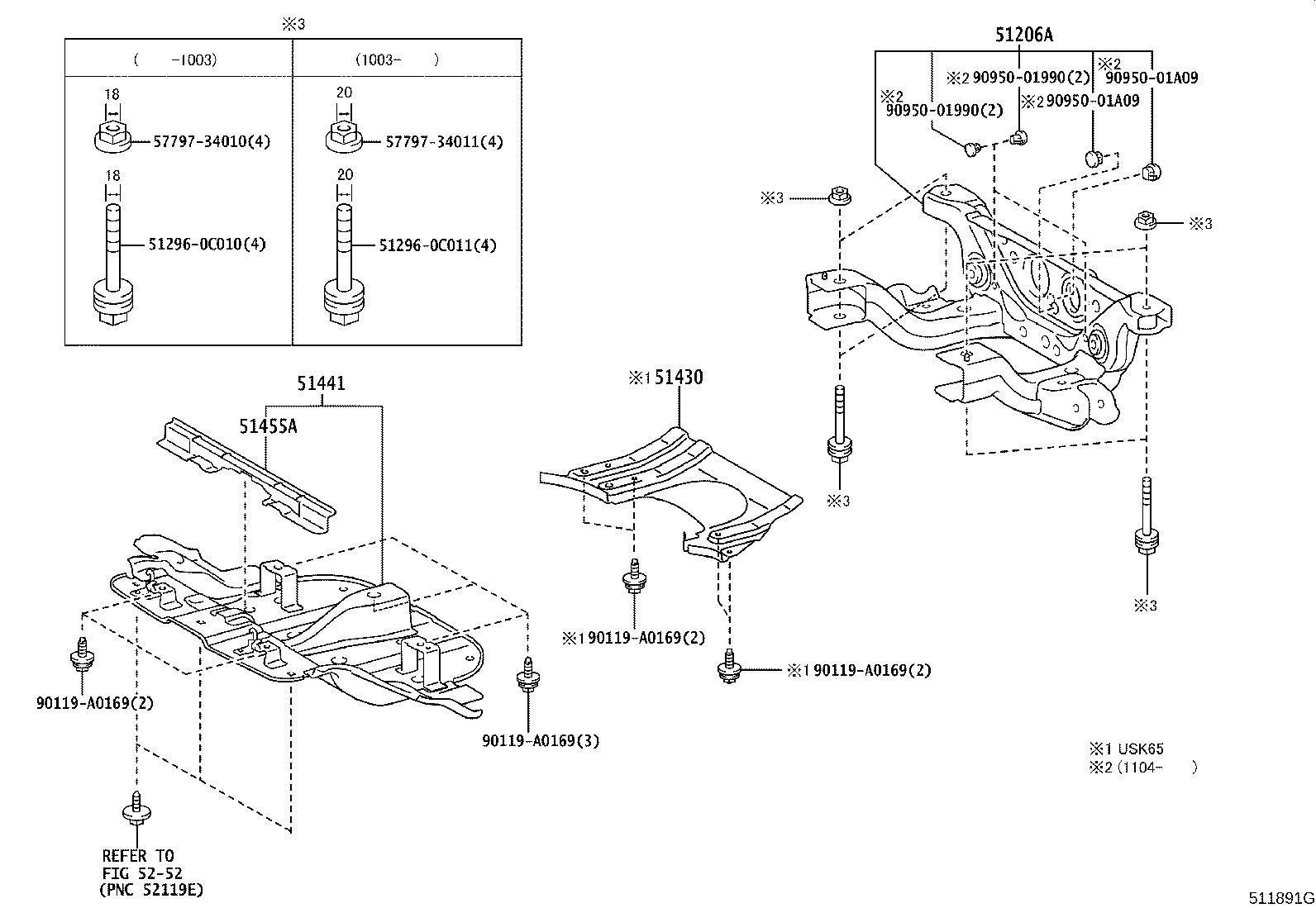 51270-0C010 MEMBER SUB-ASSY, REAR SUSPENSION product image